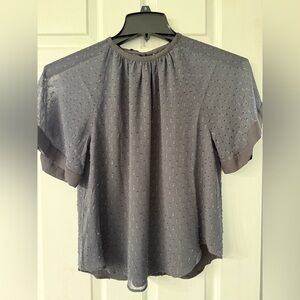 Ann Taylor Swiss Dot Short Sleeve Sheer Blouse with Tie Closure NWT Size XS